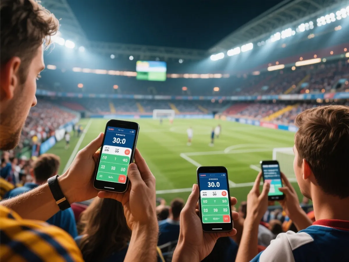 球迷查看实时赛况的示意图